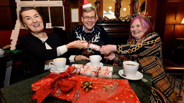 Pictured left to right are author and psychologist, Dr. Maureen Gaffney, ALONE CEO Sean Moynihan, and Joan Finglas at the launch of ALONE's campaign to 'Share your Warmth' this Christmas. Photo: Justin Farrelly. 