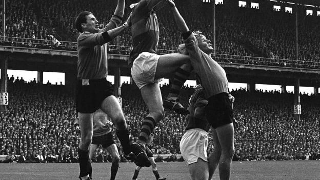 Mick O'Connell of Kerry, centre, in action against Sean O'Neill, left, and John Purdy of Down during the All-Ireland Senior Football Final match between Kerry and Down at Croke Park in Dublin. Photo by Connolly Collection/Sportsfile