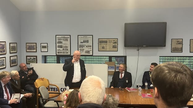 Barry Cummins pictured at the launch of the book detailing Galway's 1952 All-Ireland MFC win at St Michael's GAA Clubhouse.